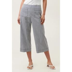 New w/Tag Trina Turk Whitewash/Gray Striped Cropped Fortunate Pant US 4 RT $248